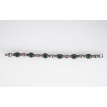 SILVER AND ENAMELLED CABOCHON BRACELET