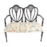 HEPPLEWHITE MAHOGANY DOUBLE SHIELD BACK SETTEE