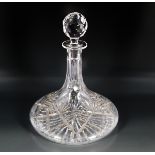 LARGE CRYSTAL CUT GLASS SHIPS DECANTER