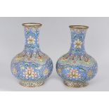 PAIR OF CHINESE POLYCHROME ENAMELLED VASES