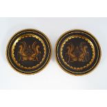 PAIR OF ARMORIAL PAPIER MACHE PLAQUES