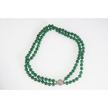 CHINESE DOUBLE STAND JADE BEAD NECKLACE