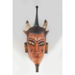 EARLY AFRICAN CARVED WOOD POLYCHROME MASK