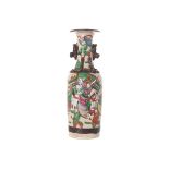 CHINESE CRACKLE GLAZE POLYCHROME VASE