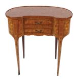 PAIR OF FRENCH KINGWOOD AND PARQUETRY TABLES