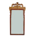 GEORGE II STYLE LACQUERED & PARCEL GILT MIRROR