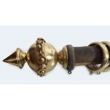 LARGE EBONIZED AND BRASS CURTAIN POLE