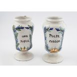 PAIR OF DELFT APOTHECARY JARS