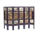 CHINESE QING PERIOD PORCELAIN PANELLED SCREEN