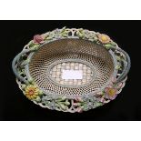 BELLEEK POLYCHROME OPEN WORK BASKET