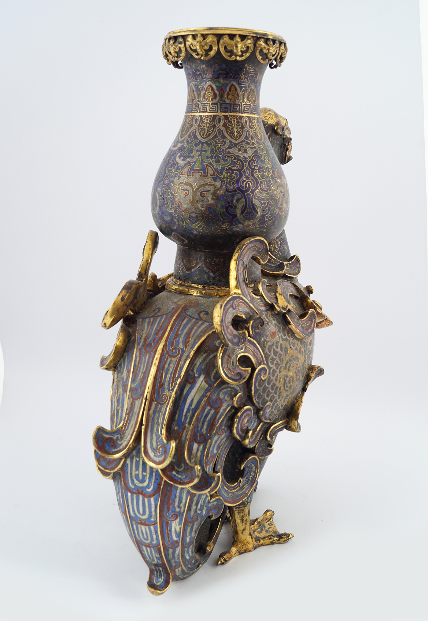 CHINESE QING PERIOD CLOISONNÉ ZOOMORPHIC VASE - Image 9 of 9