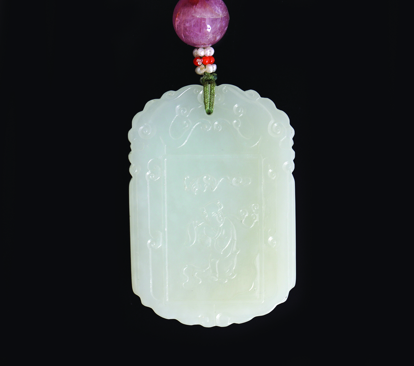 CHINESE QING PERIOD WHITE JADE PENDANT - Image 3 of 3