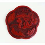 CHINESE FLOWER-SHAPED CINNABAR LACQUER BOX