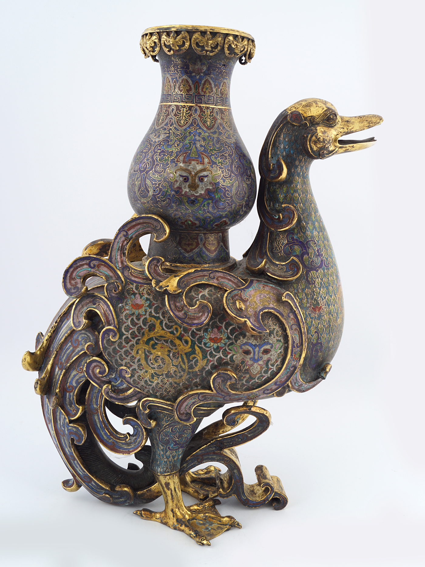 CHINESE QING PERIOD CLOISONNÉ ZOOMORPHIC VASE - Image 8 of 9