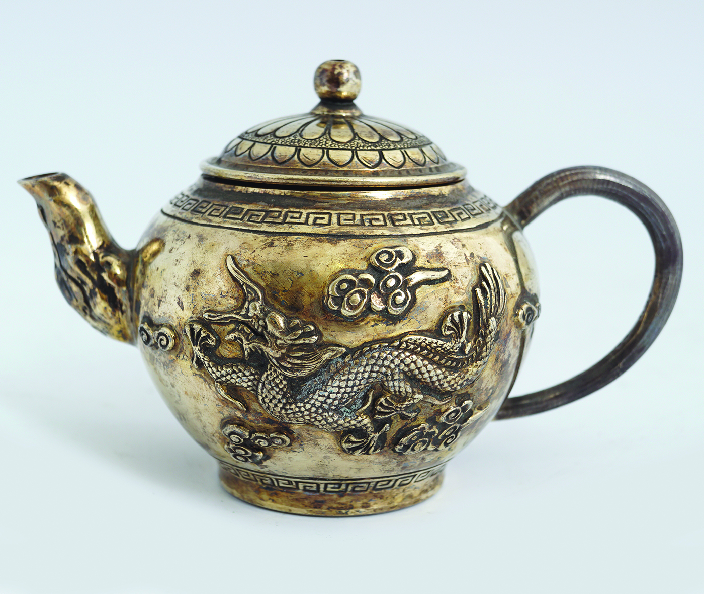 CHINESE QING PERIOD SILVER DRAGON TEAPOT - Image 2 of 6