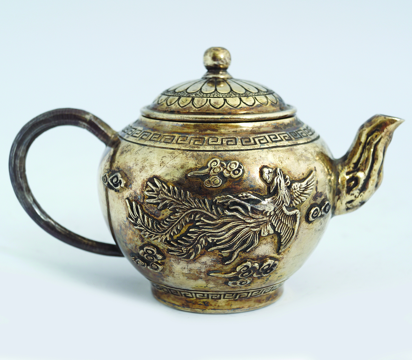 CHINESE QING PERIOD SILVER DRAGON TEAPOT