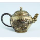 CHINESE QING PERIOD SILVER DRAGON TEAPOT