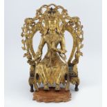 CHINESE QING PERIOD GILT BRONZE BUDDHA