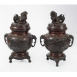 PAIR LARGE 19TH-CENTURY JAPANESE BRONZE KOROT