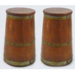 PAIR OF EDWARDIAN BRASS MOUNTED BARRELS