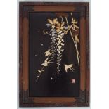 PAIR JAPANESE LACQUERED & IVORY PANELS