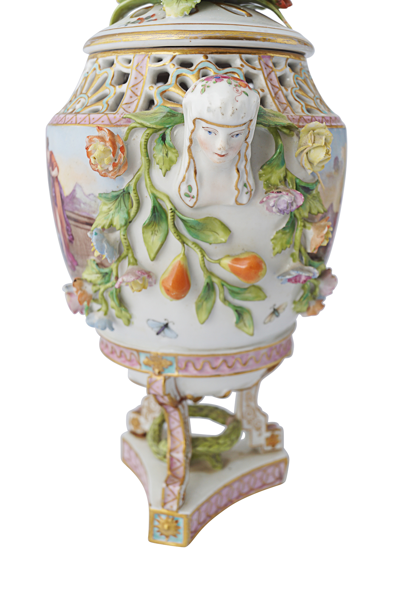 PAIR OF 19TH-CENTURY MEISSEN URNS - Image 4 of 5