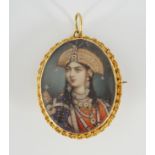 HINDU INDIA IVORY MINIATURE PORTRAIT