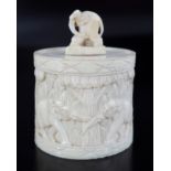 19TH-CENTURY CARVED IVORY LIDDED BOX