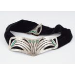 ART DECO LADY'S BLACK VELVET BELT