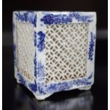 ORIENTAL BLUE AND WHITE LATTICED JARDINIERE