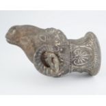 GREEK TERRACOTTA RAMS HEAD LIBATION CUP