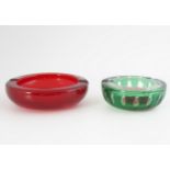 TWO BOHEMIAN ART GLASS ASH TRAYS