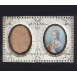 19TH-CENTURY DOUBLE MINIATURE PORTRAIT FRAME