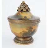 19TH-CENTURY BRONZE AND PAINTED INKWELL