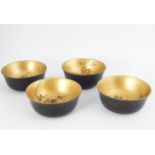 WITHDRAWN - FOUR JAPANESE LACQUERED AND GILDED BOWLS