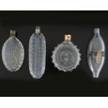 GROUP OF FOUR EARLY IRISH AND EUROPEAN GLASS PERFUME BOTTLES