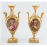 PAIR OF VIENNA PORCELAIN GILDED VASES