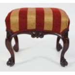 18TH-CENTURY MAHOGANY AND UPHOLSTERED FOOT STOOL