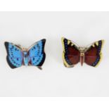 PAIR OF ENAMEL BUTTERFLY BROOCHES, RETAILED BY HARRODS