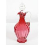 19TH-CENTURY CRANBERRY GLASS CLARET JUG