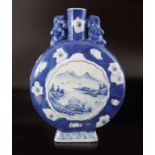 CHINESE QING BLUE AND WHITE MOON FLASK