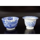 TWO SPODE BLUE AND WHITE BOWLS