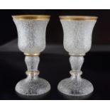 PAIR OF VENETIAN PARCEL GILT GLASS GOBLETS