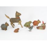 CHINESE-TIBETAN CORAL, TURQUOISE & BRASS ANIMALS