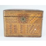 19TH-CENTURY PRISONER-OF-WAR STRAW WORK TEA CADDY