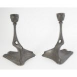 PAIR OF ART NOUVEAU PERIOD PEWTER CANDLESTICKS