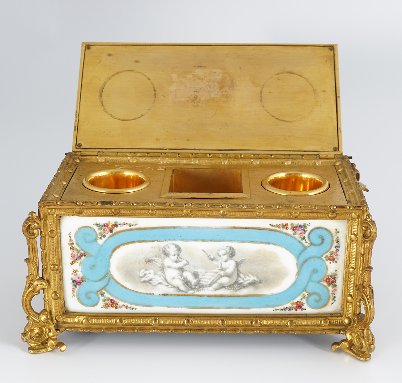 FRENCH EMPIRE PORCELAIN CASED DESK SET - Image 3 of 5