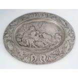 OVAL PEWTER EMBOSSED PLAQUE