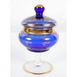 BRISTOL BLUE AND PARCEL GILT BOWL AND COVER