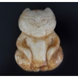 CHINESE QING CARVED JADE STYLISED FELINE FIGURE